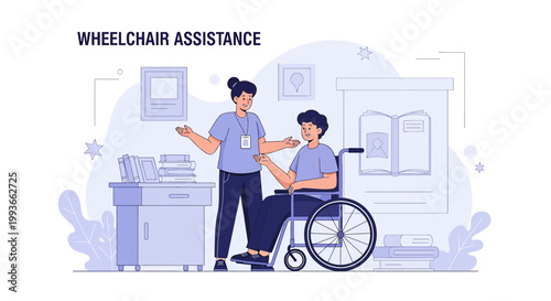 Caregiver Helping Person in Wheelchair, Wheelchair Assistance, Healthcare Support