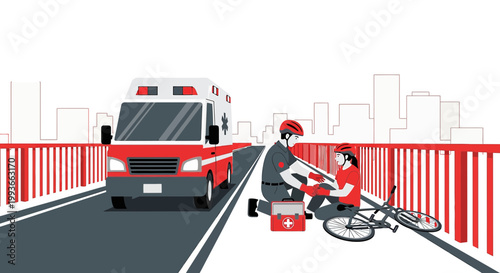 Paramedic Assists Injured Cyclist After Accident with Ambulance Nearby