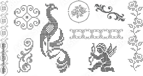 Foto Crochet stiches, vintage design collection,cross stiches,dot dot design, boundar