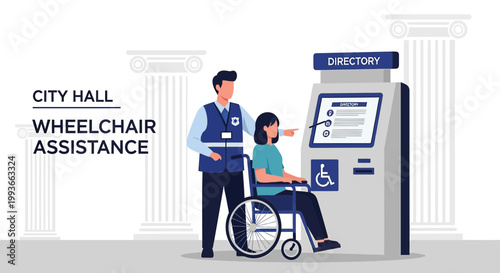 City Hall Wheelchair Assistance for Accessibility at Directory Kiosk