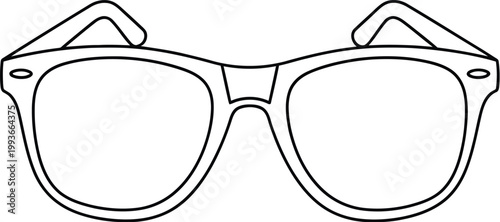 Simple black line drawing illustration of stylish fashion glasses isolated on a plain white background for minimalist artistic projects or professional digital design graphic work
