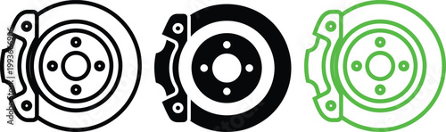 Comparison of brake disc designs with highlighted contour lines for analysis