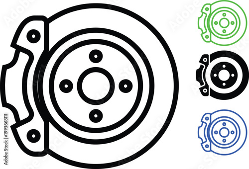 Diagram of a brake disc and pad assembly with cross-sectional views of brake components