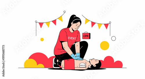 CPR Training: First Aid Rescuer Performing Cardiopulmonary Resuscitation on Mannequin