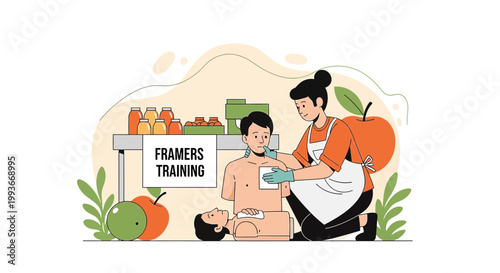 CPR Training: Instructor Teaches Life Saving Skills to Mannequin