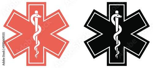 Medical emergency symbol vector illustration featuring urgent care icons, healthcare warning graphics, and first aid emergency signs ideal for hospitals, clinics, and safety communication materials.