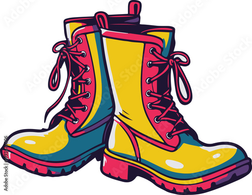  Rubber Boots Cartoon Sticker White Background 2