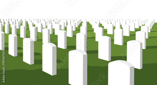 Memoriam Day ceremony honors fallen soldiers at a serene military cemetery with green grass and white gravestones