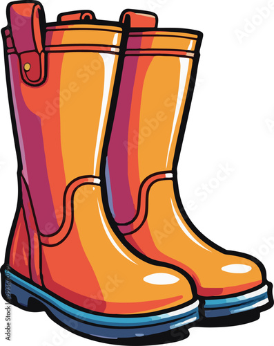  Rubber Boots Cartoon Sticker White Background