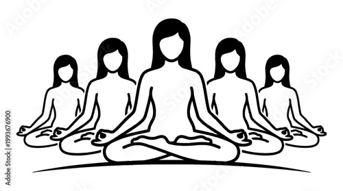 Group of people meditating in lotus position for inner peace and mindfulness
