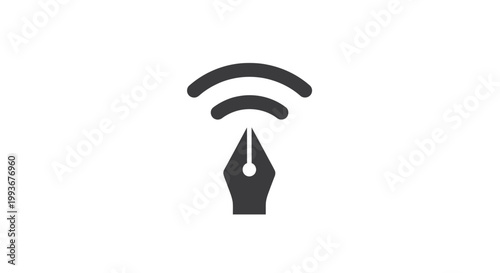 Wireless internet pen nib icon symbol.