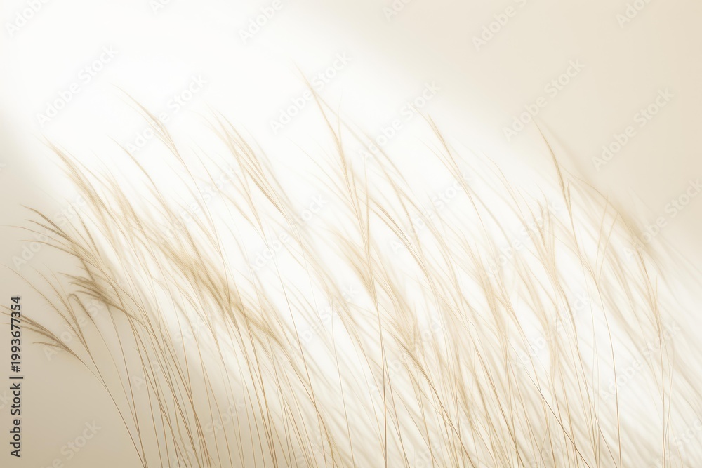 Fototapeta premium Delicate pampas grass plumes swaying softly against a glowing neutral background