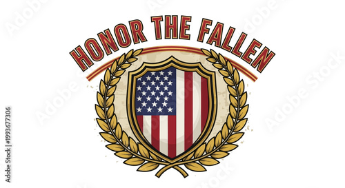 Honor The Fallen American Flag Shield With Laurel Wreath Memorial