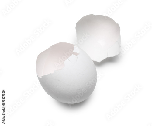 Egg shells on white background