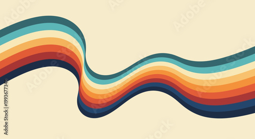 Dynamic Retro Wavy Stripes Background Design with Vintage Color Palette for a Nostalgic Graphic Element