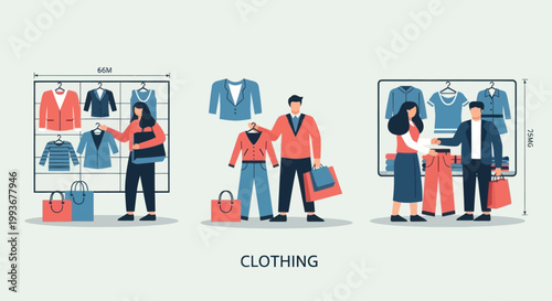 People Shopping for Clothes in a Modern Boutique, Fashion Retail Scene