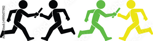 Illustrated depiction of teamwork and individual effort in running races