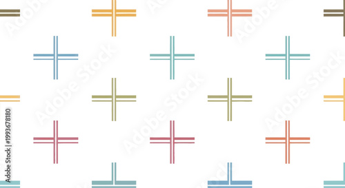 Seamless pattern of pastel plus signs on white background