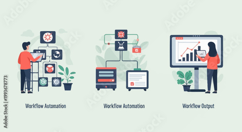 Workflow Automation and Output Concept - Business Process Illustration