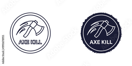 Two distinct axe kill icon designs with a stylized axe graphic and text.