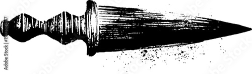High contrast black and white ritual dagger ink artwork with textured blade for tattoo design background stencil and poster use