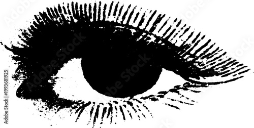 Realistic eye high contrast black and white single eye for dramatic poster and stencil design