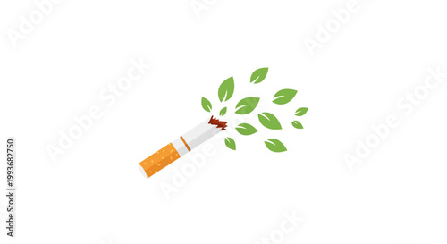 Cigarette with green leaves coming out.