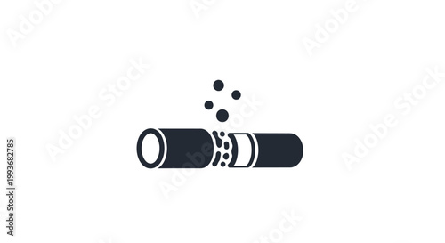 Cigarette with smoke on white background.