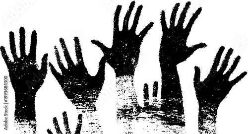 High contrast black and white witch hands with sigils textured ink background for occult poster and ritual design