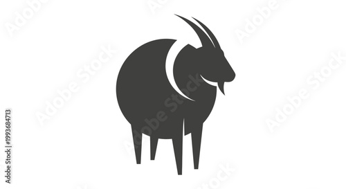 Black silhouette of an adult goat.