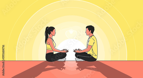 Couple Meditating Together, Embracing Love and Harmony
