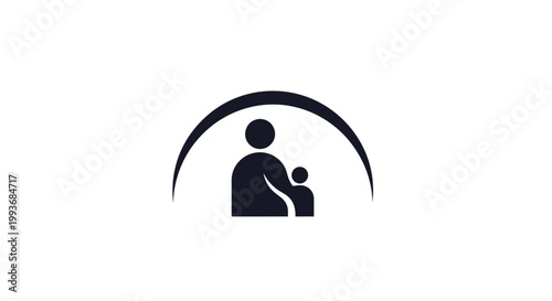 Black silhouette of adult holding child.