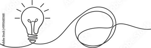 continuous line light bulb idea concept with flowing line creativity innovation minimalist vector illustration