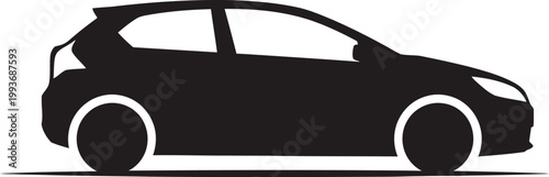 Silhouette of a modern compact hatchback car, an urban vehicle for everyday use and easy transportation
