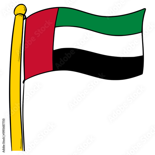 united arab emirates flag illustration hand drawn isolated vector