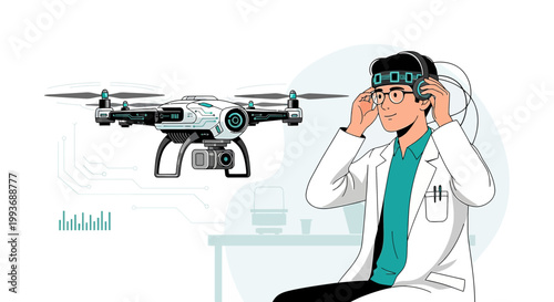 Drone controlled with brain waves, experimental project in robotics and neuroscience exploration