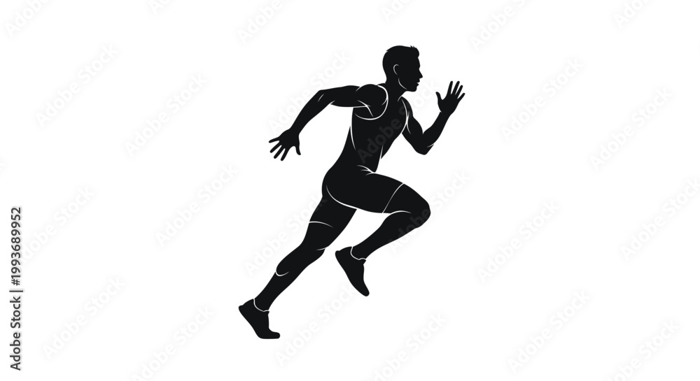 Obraz premium Athlete Silhouette Running Sprinting Fast Motion