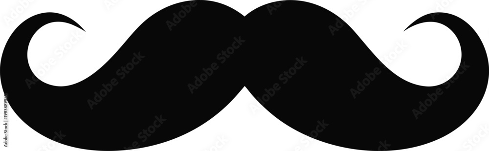Fototapeta premium Large black mustache, handlebar style, gentleman's facial hair, dapper accessory.