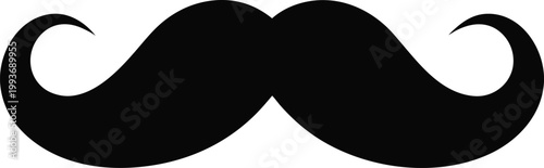 Large black mustache, handlebar style, gentleman's facial hair, dapper accessory.