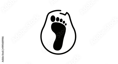Black footprint icon in a pear shape, simple graphic design, isolated on white background