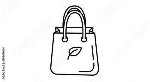 Eco-friendly shopping bag icon with leaf symbol, sustainable commerce concept