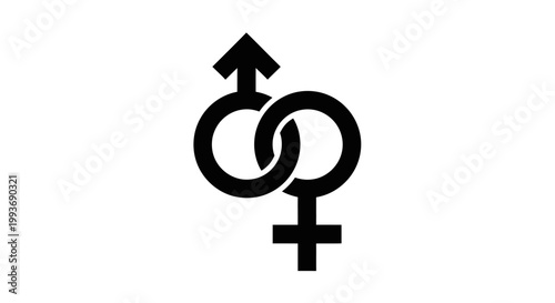 Interlocked Male and Female Symbols - Gender Equality Concept