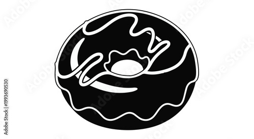 Glazed donut silhouette icon isolated on white background