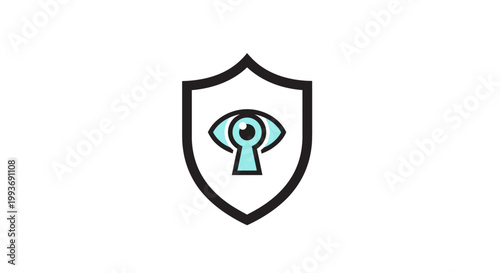 Shield with eye and keyhole symbol.