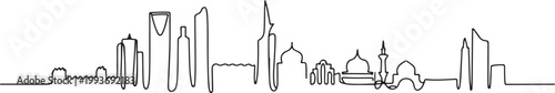 Saudi Arabia skyline single line drawing. one line Icon drawing