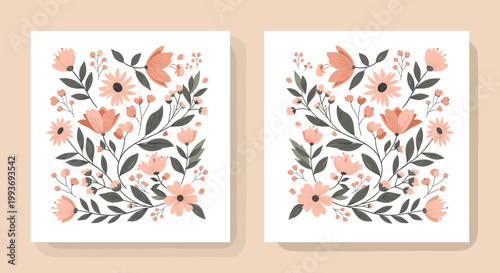 Delicate floral illustration creates a calming and welcoming atmosphere, perfect for website design, social media, or any project needing a touch of n