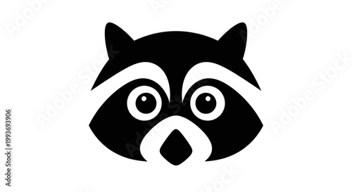 Stylized black and white graphic icon of a raccoon's face with distinctive mask markings.