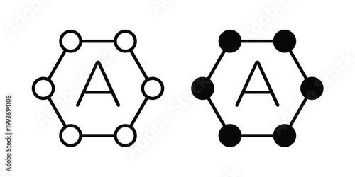 Antioxidant icon. Line and glyph solid vector collection.