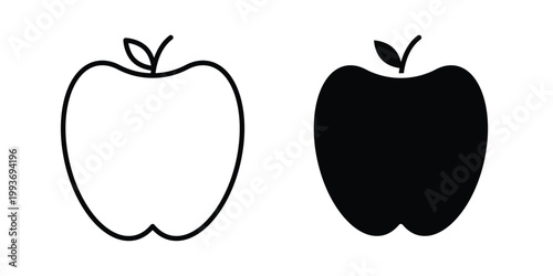 Apple icon. Line and glyph solid vector collection.