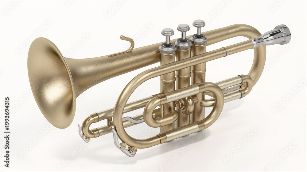 Obraz premium Trumpet isolated on white background. 3D illustration
